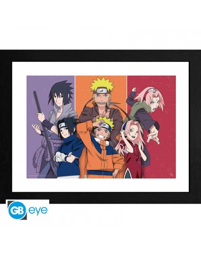 NARUTO SHIPPUDEN - PÓSTER ENMARCADO "ADULTOS Y NIÑOS" (30X40)