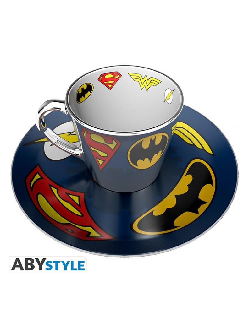 DC COMICS - MIRROR MUG & PLATE SET - LOGO