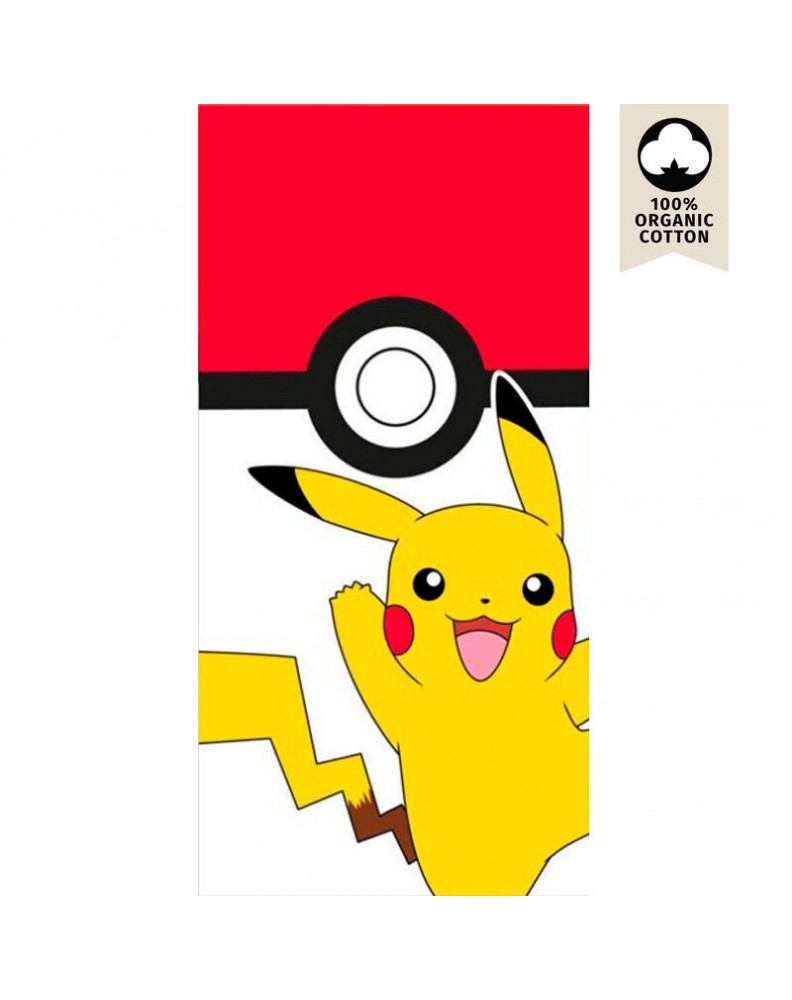 BOYS COTTON BEACH TOWEL POKEMON PIKACHU AND POKEBALL